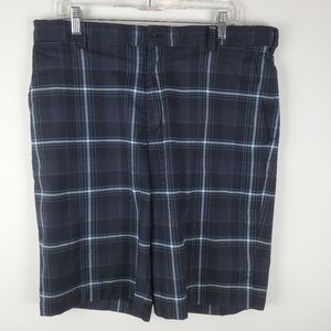 NIKE Shorts‎ Mens 36 Golf Black blue plaid Performance Chino Athletic Outdoor